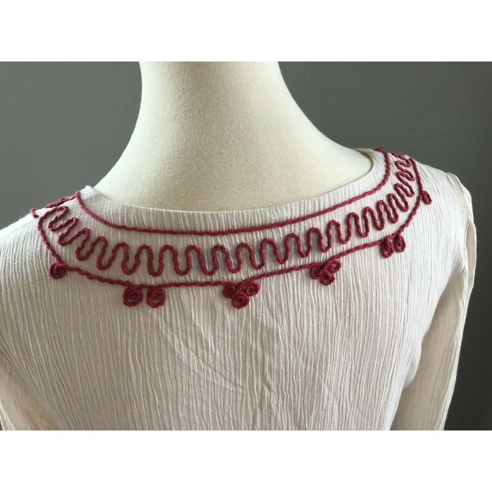 Arc & Co. Sz M Tunic Dress Embroidered Cream, Pink - Picture 4 of 10